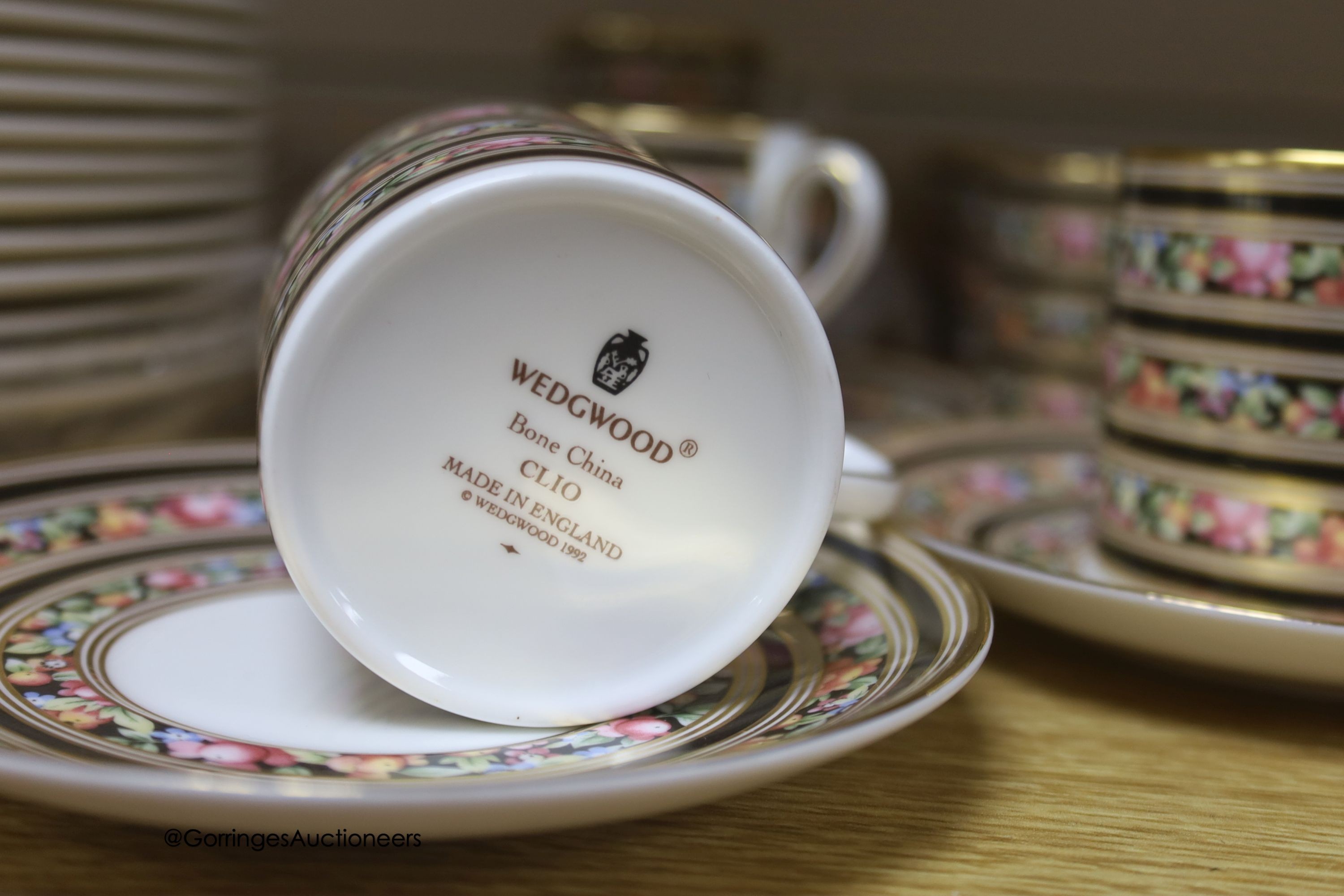 A Wedgwood Clio design coffee set for ten and an Orrefors dish